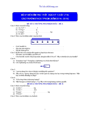 Bộ 27 đề kiểm tra 1 tiết học kỳ 1 (vật lý 6)